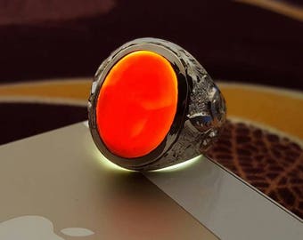 Real Yemeni Aqeeq Ring Shifat al abad Beautiful Liver Aqeeq stone from yemen Yameni Aqeeq Yemen Agate Ring Akik Ring Handmade Engraved Ring