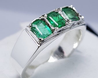 Mens Natural Emerald Ring Emerald Band for Men Real Emerald Ring Panjsher Emerald Band Afghanistan Emerald Band Real Emerald stone shia Ring
