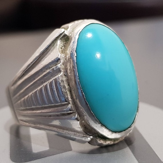 Buy Peora Vintage Turquoise Biker Stainless Steel Ring for Men Online