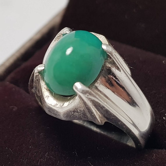 Natural Turquoise Ring Mens Dark Green Feroza Ring for Men and