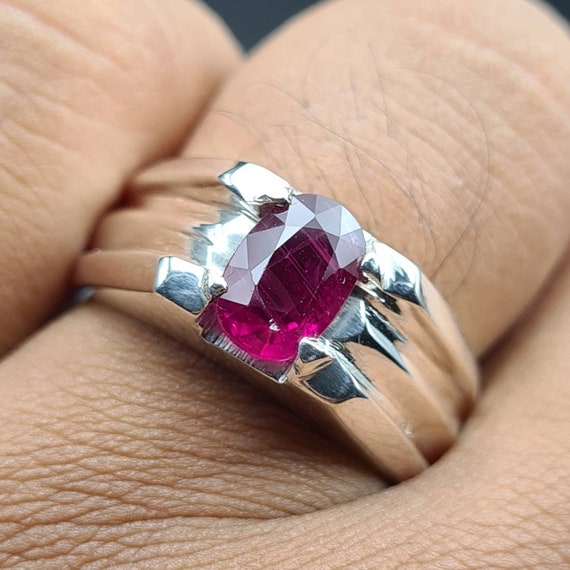 Kabuli Ruby Ring Mens Yaqoot Ring Real Pigeon Blood Ruby Rings for