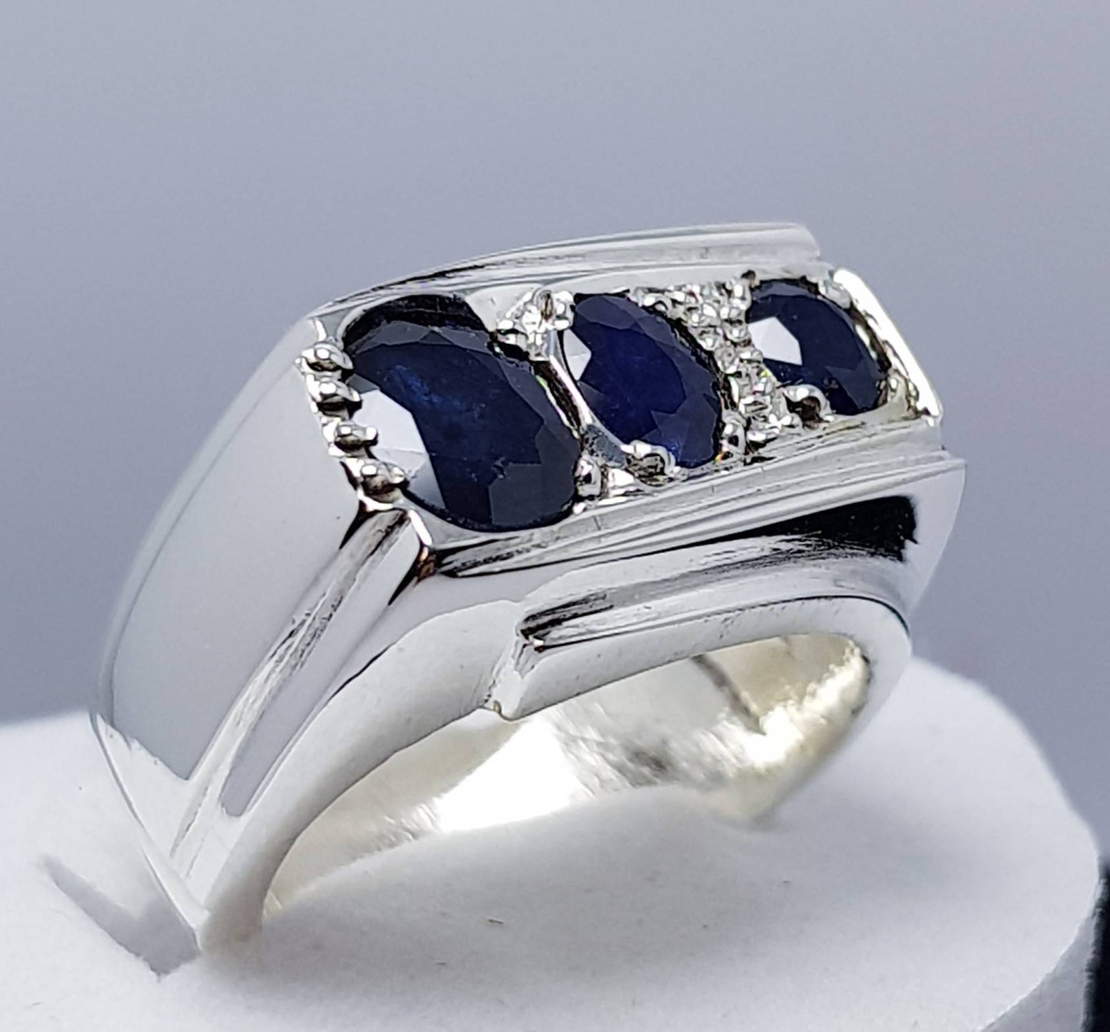 Natural Kashmir Sapphire Ring Sapphire Band Wedding Bans Rich | Etsy