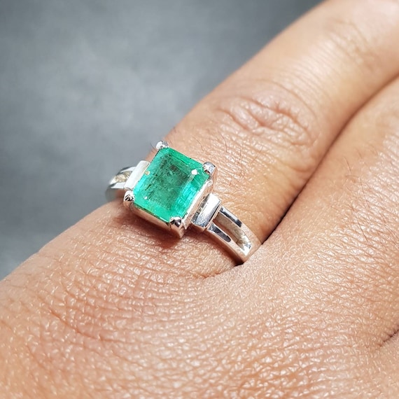 0.4ct 4mm*6mm 100% Natural Emerald Ring Fashion Real Emerald Silver Ring  925 Sterling Silver Emerald Jewelry - AliExpress
