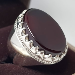 Herren Kabadi Schwarzer Aqeeq Ring Jemenitischer Aqeeq Ring für Herren Herren Yameni Aqeeq Ring Schwarz unbehandelt yamani akik Ring 925er Sterling Silber Ring Männer