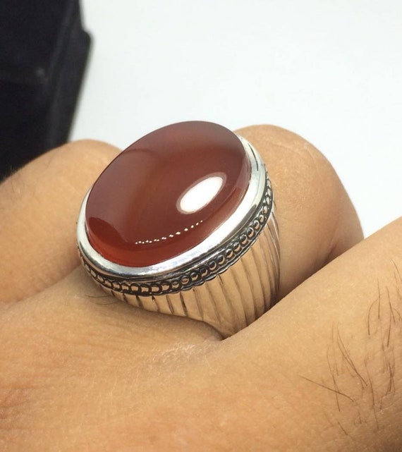 Silva 925 Sterling Silver Ring for Men Agate Aqeeq Stone S925 silver  fashion Jewelry Gift Mens Rings All sizes - AliExpress