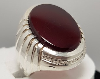 Mens Brown Black Aqeeq Ring Yemeni Aqeeq Ring for Men Mens Yameni akik Ring brown Akeek agate Ring Akik Ring Shia Rings Sterling Silver 925