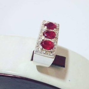 Pigeon Blood Ruby Band men Ruby Ring Yaqoot band For men Boys Ruby Band Ring Unheated Untreated Ruby Band Natural unheated stones real ruby