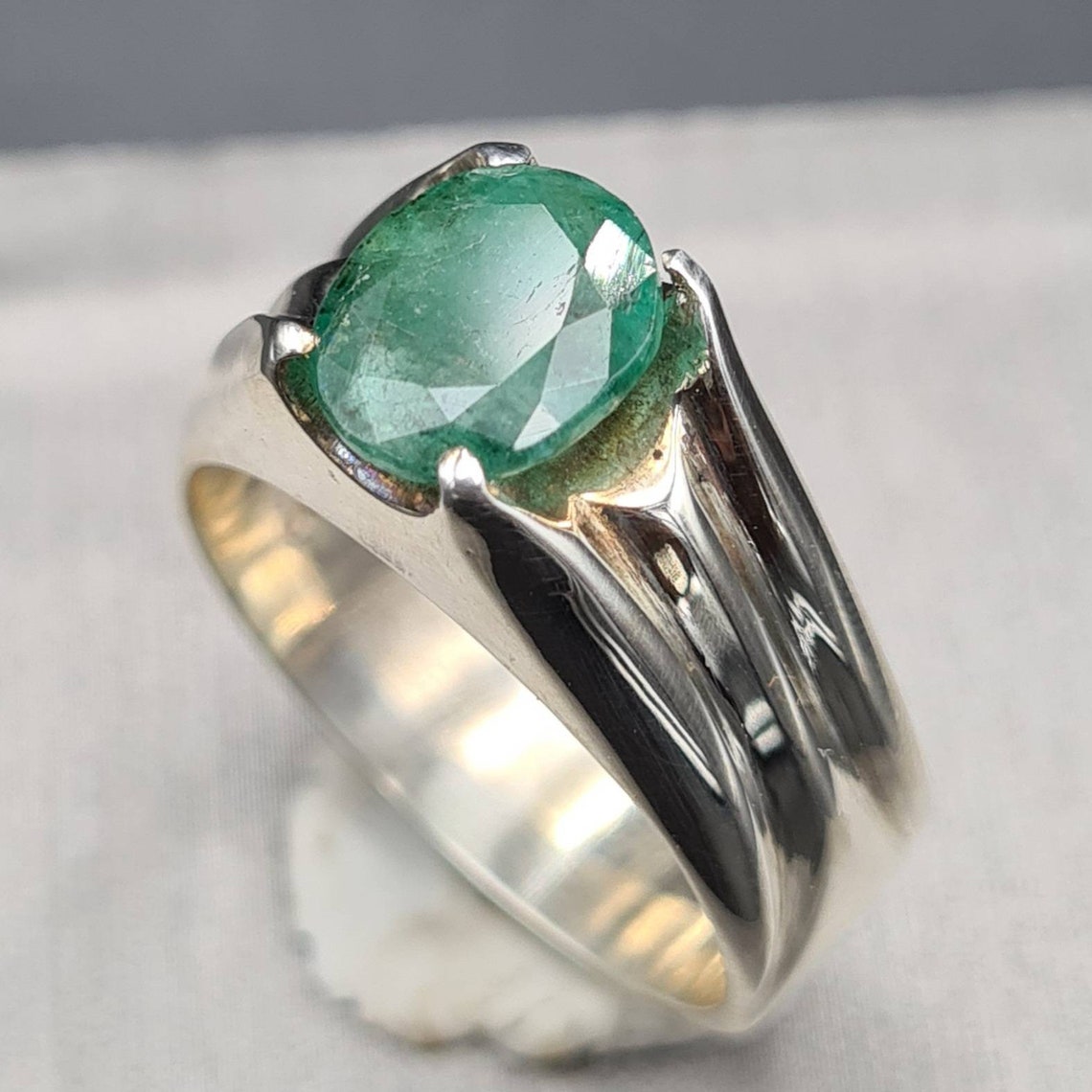 Zambian Emerald Ring Zamurd Rings Gemstone Rings Green Stone - Etsy