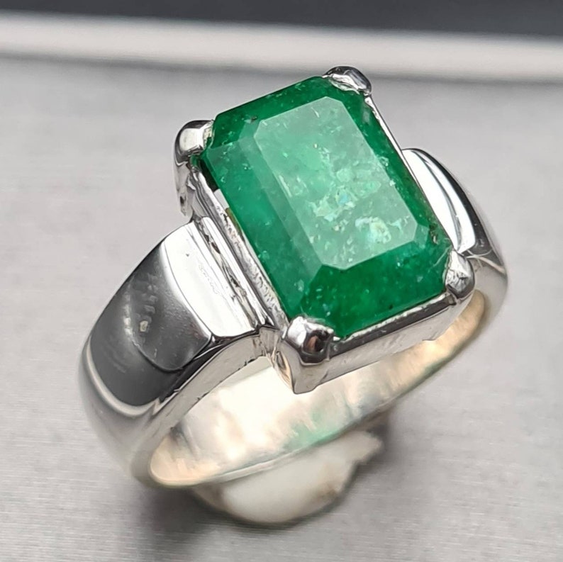 Natural Emerald Ring Unheated Untreated Green Emerald Ring - Etsy