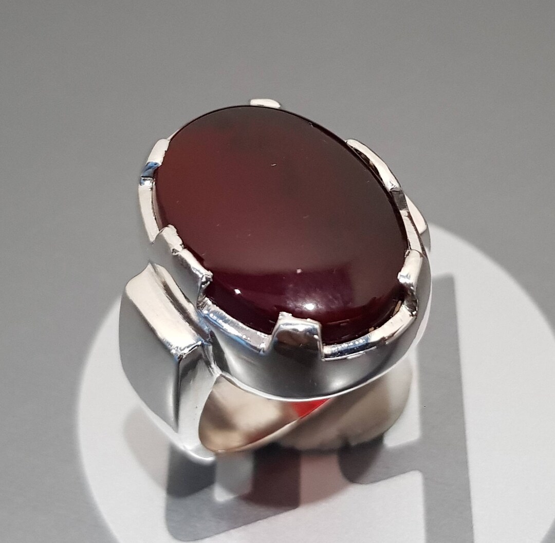 Shia Rings Mens Brown Black Aqeeq Ring Yemeni Aqeeq Ring for Men Mens Yameni Akik ...