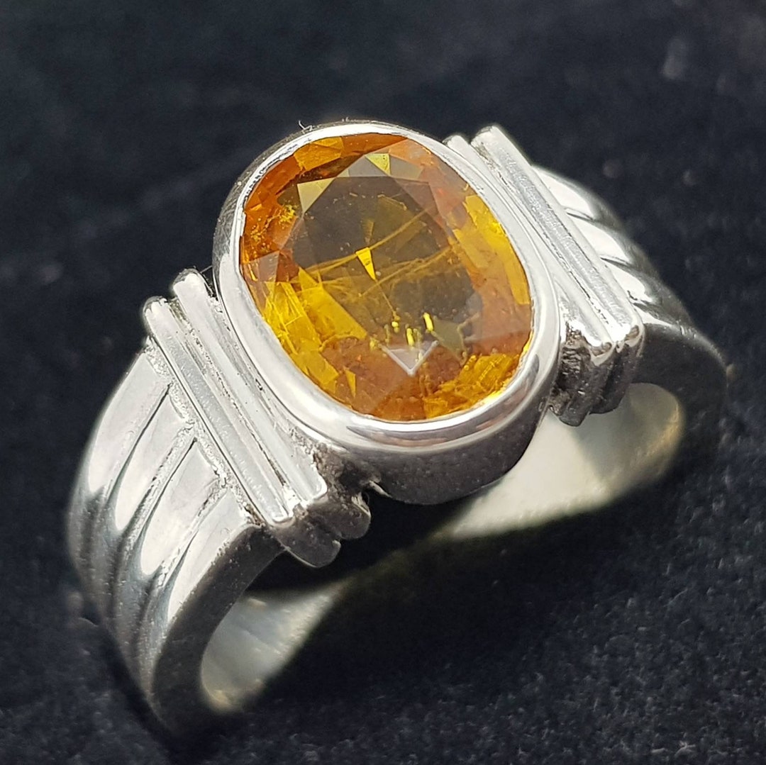 AAAA Yellow Sapphire 9x7mm 2.79 Carats in Heavy 18K Yellow gold MAN'S Ring  | eBay