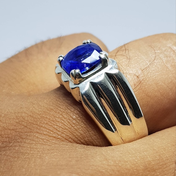 Buy Heart Shaped Royal Blue Sapphire Engagement Ring, Genuine Lab Grown 8  Mm Heart Cut Sapphire Trilogy Three Stone Ring, September Birthstone Online  in India - Etsy