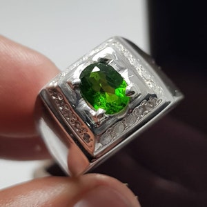 Unheated Green Garnet ring Tsavorite Garnet ring Tamra yaqoot ring mens Garnet stone ring