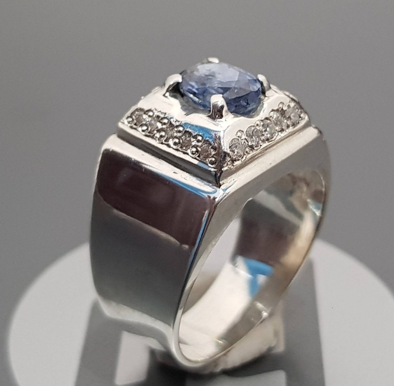 Natural Ceylon Blue Sapphire Mens Ring Sri Lanka Sapphire Etsy