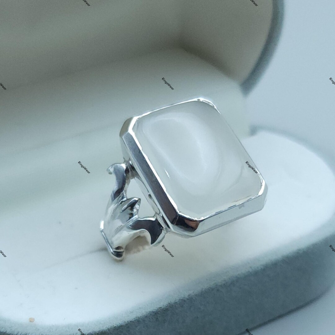 Shia Rings Mens Deep White Shifat Al Abad Yemeni Aqeeq Ring Aqeeq Agate Ring Akik ...