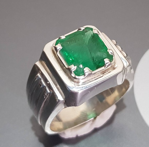 Untreated top quality big emerald cut emerald ring Real | Etsy