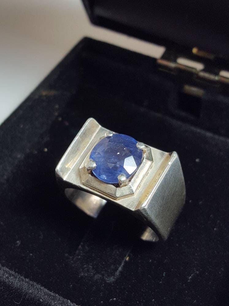 Natural Sapphire Ring Dark Blue Real Sapphire Stone Neelam - Etsy