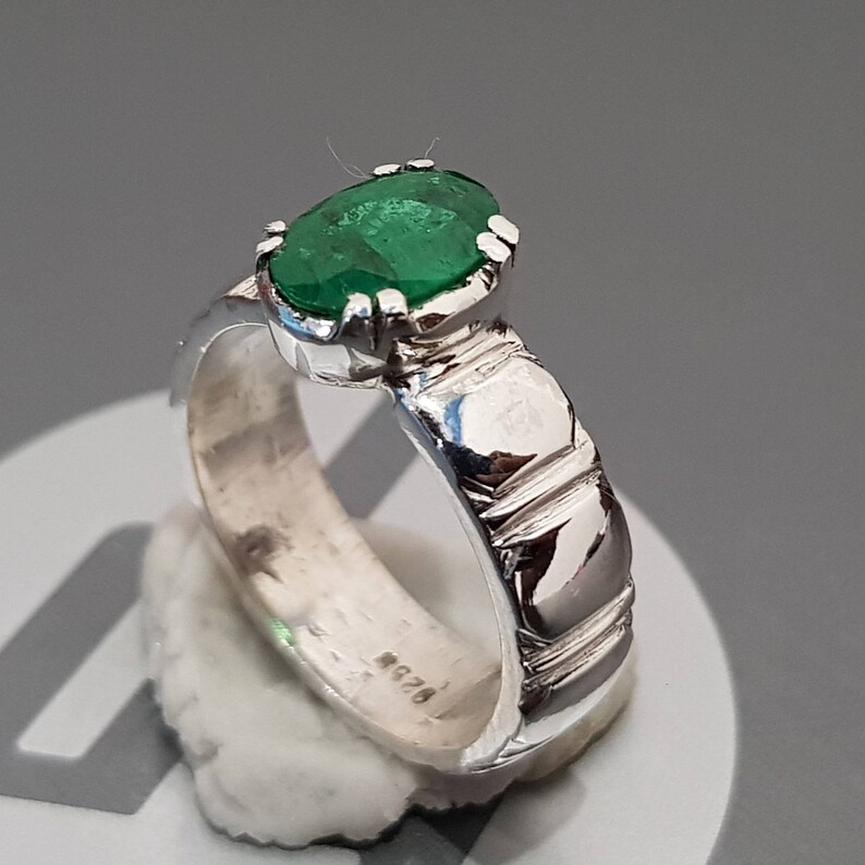 Big Emerald Mens Natural Emerald Ring Unheated Untreated Rich Etsy