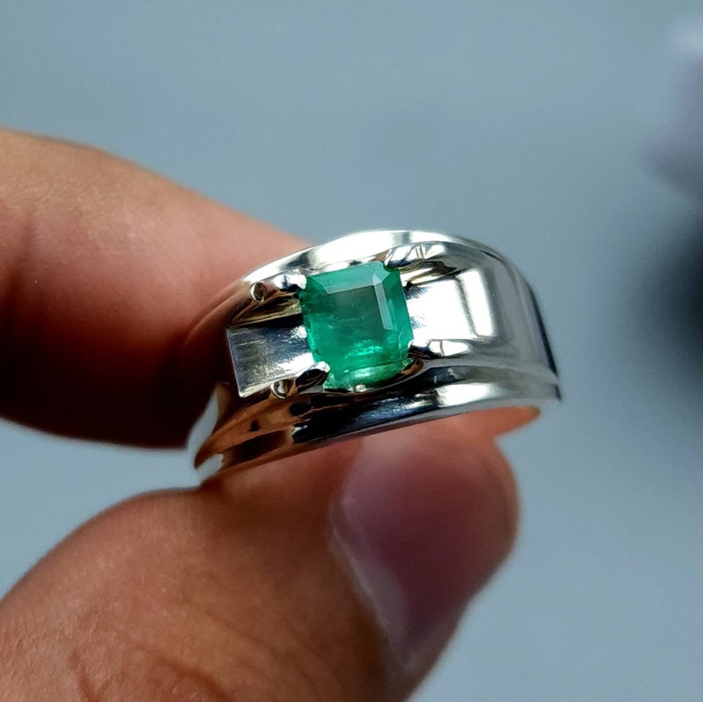 Real Panjsher Afghanistan Emerald Ring for Men Dark Green Mens Emerald ...