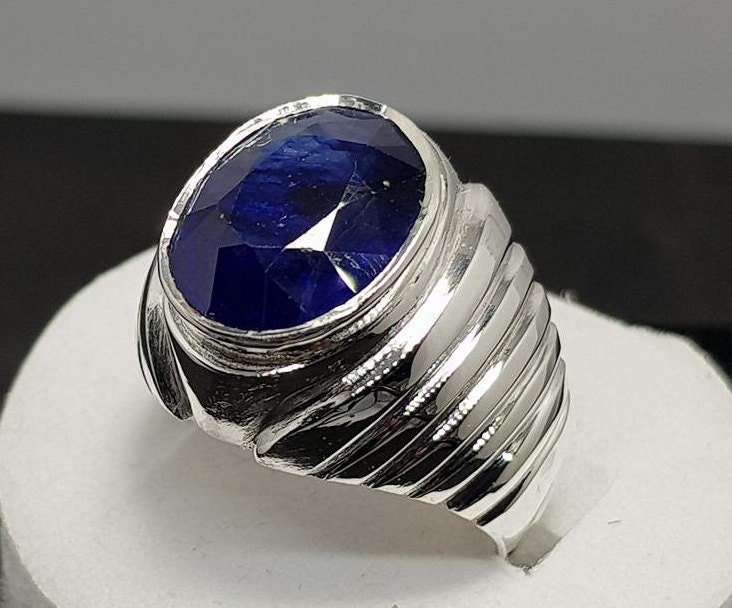 Mens Sapphire Ring Kashmir Sapphire Ring Dark Blue Sapphire | Etsy