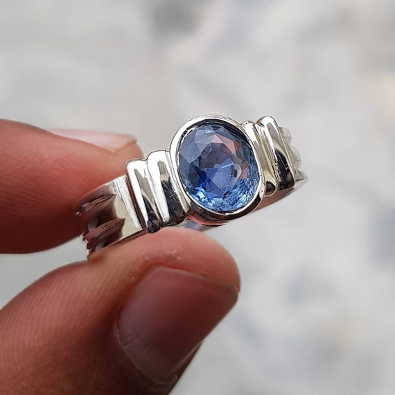 Natural Ceylon Sapphire Ring Sri Lanka Sapphirr Rings Rich Blue