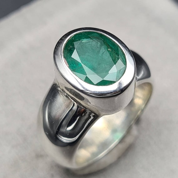 Real Emerald Stone Rings Dark Green Mens Emerald Ring Solitaire