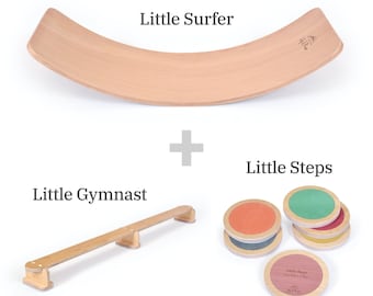 Balance Bundle by Lily & River | Balance Beam | Montessori Stepping Stones | Balance Board | Birch Hardwood | USA | Toddler Christmas Gift