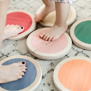 Inside Fun | Little Steps by Lily & River | Jump, Balance and Play | 6 Colorful Hardwood Stepping Stones | Montessori Toddler Christmas Gift