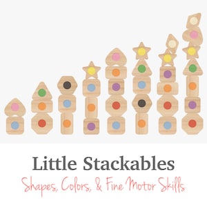 Little Stackables by Lily and River Shapes, Colors, and Fine Motor Skills 9 Colorful Stacking Shapes Montessori Ages 18mo to 6yr image 6