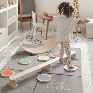 Little Starter Set of 3 | Toddler Christmas Bundle | Balance Beam | Montessori Stepping Stones | Balance Board | Birch Hardwood | USA