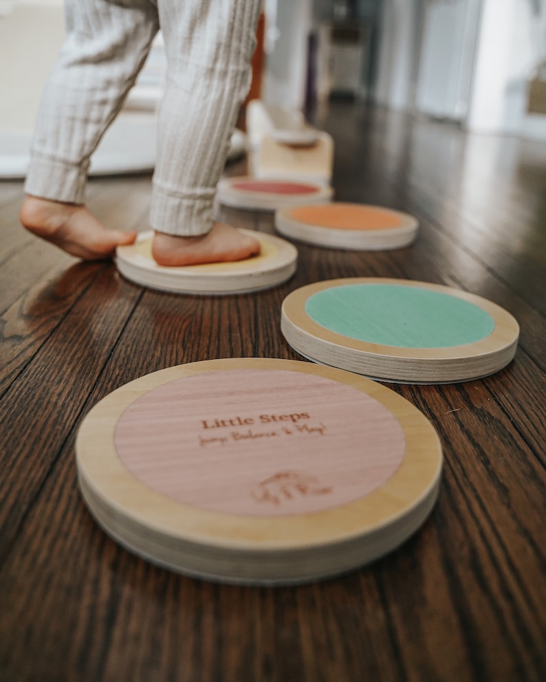 Inside Fun Little Steps by Lily & River Jump, Balance, and Play 6 Colorful Hardwood Stepping Stones Montessori Kids Christmas Gift image 4