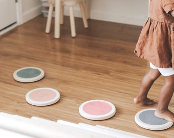 Inside Fun | Little Steps by Lily & River | Jump, Balance, and Play | 6 Colorful Hardwood Stepping Stones | Montessori | Kids Christmas Gift