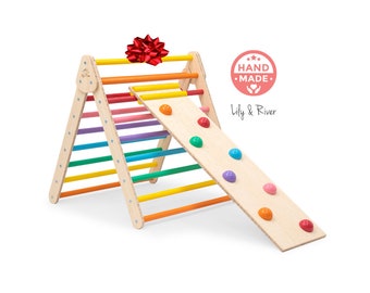 Pikler Climber XL by Lily & River | For ages 2-8 yrs | Birch Hardwood | Read-Along Book | Foldable | Toddler Christmas Gift