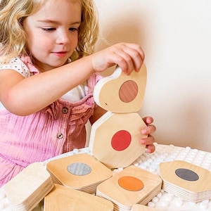 Little Stackables by Lily and River Shapes, Colors, and Fine Motor Skills 9 Colorful Stacking Shapes Montessori Ages 18mo to 6yr image 3