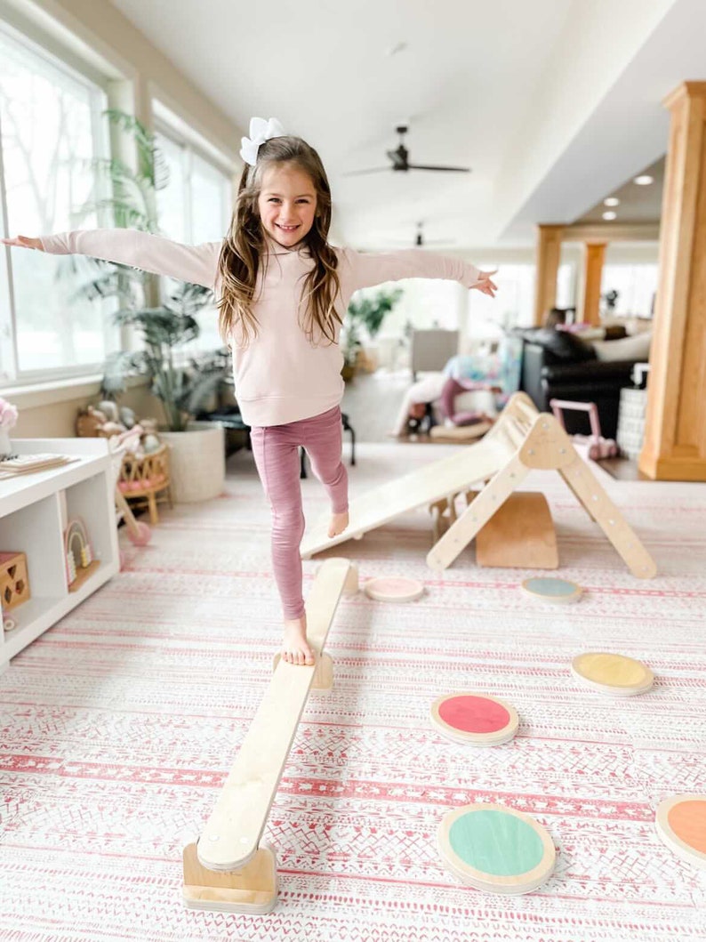 Little Gymnast by Lily & River Step, Balance, and Play Children's Balance Beam Birch Hardwood Toddler Christmas Gift image 6