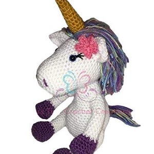 Stuffed Unicorn Doll Toy Rainbow Multicolored Mane Nursery Decoration Baby Shower Gift Crochet Handmade Knit Children&#39;s Toy Unicorn Doll