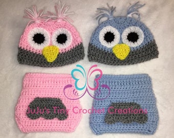 Baby Owl Costume Photo Prop Halloween Costume Baby Shower Gift Blue Pink Boy Girl Crochet Handmade Knit Baby Clothes Baby Costume Infant