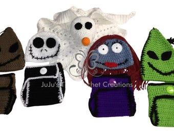 Crocheted Halloween Baby Outfit, Character Inspired Hat & Diaper Cover