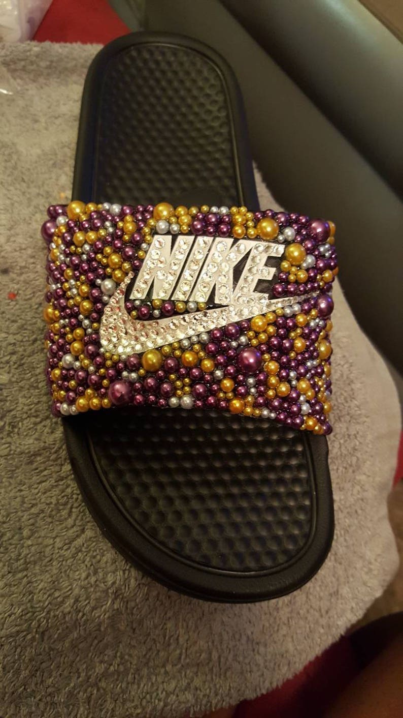 Bedazzled Nike Slides | Etsy