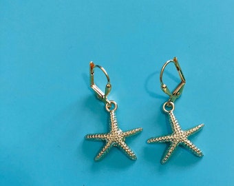 CLEARANCE SALE /Vintage Earrings/ Dangle Earrings / Starfish Earrings/ Statement Earrings/ Girl's Earrings/ Gold Earrings/ Beach Earrings