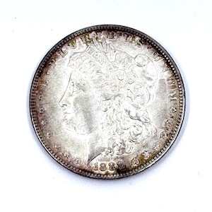 1889 Morgan Silver Dollar, Philadelphia Mint, 90% Silver U.S. Coin, Liberty Eagle Dollar, Raw Circulated Collector Coin