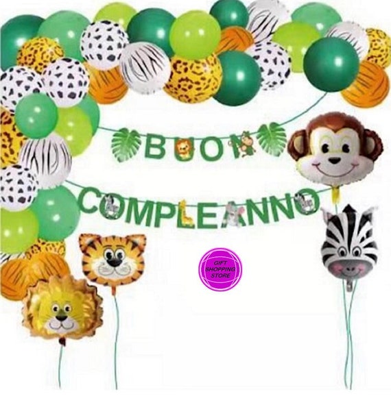 Kit compleanno, compleanno safari, addobbi safari, festone giungla,  decorazione party giungla, party giungla, festa giungla, tema giungla -   Italia