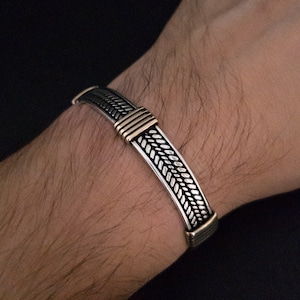 Pulseira de prata masculina feita à mão, pulseira bordada à mão, pulseira de prata esterlina 925k, presente masculino, presente para ele, joias masculinas