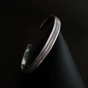 Pulseira de prata masculina feita à mão, pulseira bordada à mão, pulseira de prata esterlina 925k, joias masculinas, pulseira de punho, presente masculino