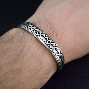 Handgefertigtes Silberarmband für Herren, Herrenarmband Silber, 925 Karat Sterlingsilberarmband, Herrenschmuck, Herrengeschenk, Geburtstagsgeschenk