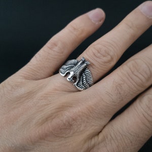King of Eagle Silver Ring, Mens Ring, 925Stirling Silver Ring, Mens Silver Ring, Mens Gift, Gift for Him, Birthday Gift, Mens Silver Jewelry