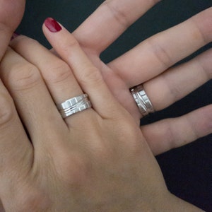 His and Her Matching Silver Wedding Bands, Custom Couple Name Rings, Name Ring, Wedding Ring, Engagement Rings