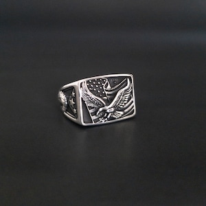 American flag Silver Ring, The U.S. flag Silver Ring, Mens Silver Ring, Mens Jewelry, Gift for Him, Mens Gift, Birthday Gift, Silver Jewelry