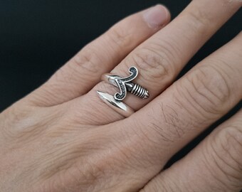 Sword Wrap Ring, Men&#39;s Ring, 925 Stirling Silver Ring, Mens Silver Ring, Mens Silver Jewelry, Mens Gift, Gift for Him, Birthday Gift