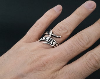Zulfikar Men&#39;s Silver Ring, Sword Wrap Ring, Men&#39;s Ring, 925 Stirling Silver Ring